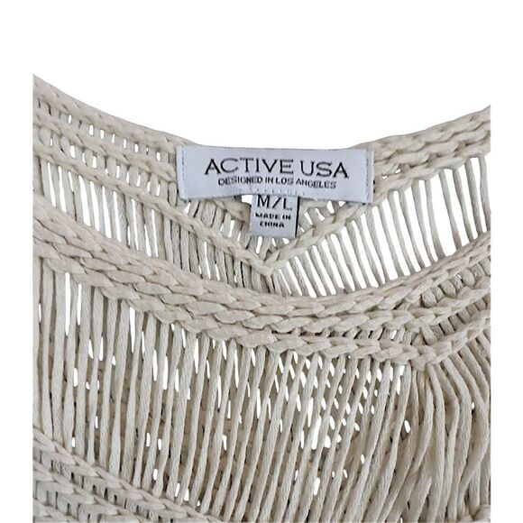 Active USA Crochet Fringed Crop Top Tank Top - Size M/L  ***Item: 0666 - Picture 3 of 4